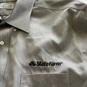 State Farm Logo Eagle Men's Gray Casual Button Down Shirt